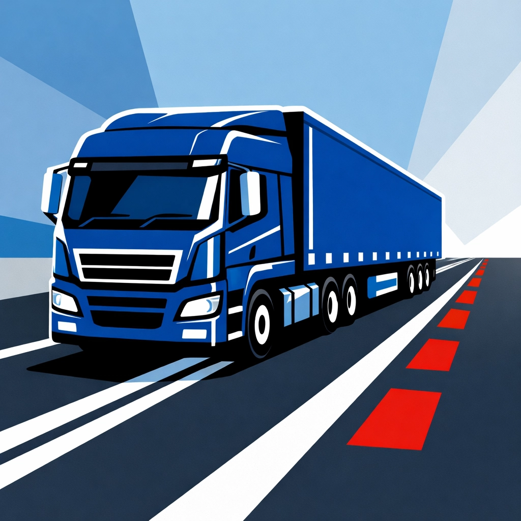 Professional heavy-duty truck on a road symbolizing safe and compliant transport of dangerous goods.