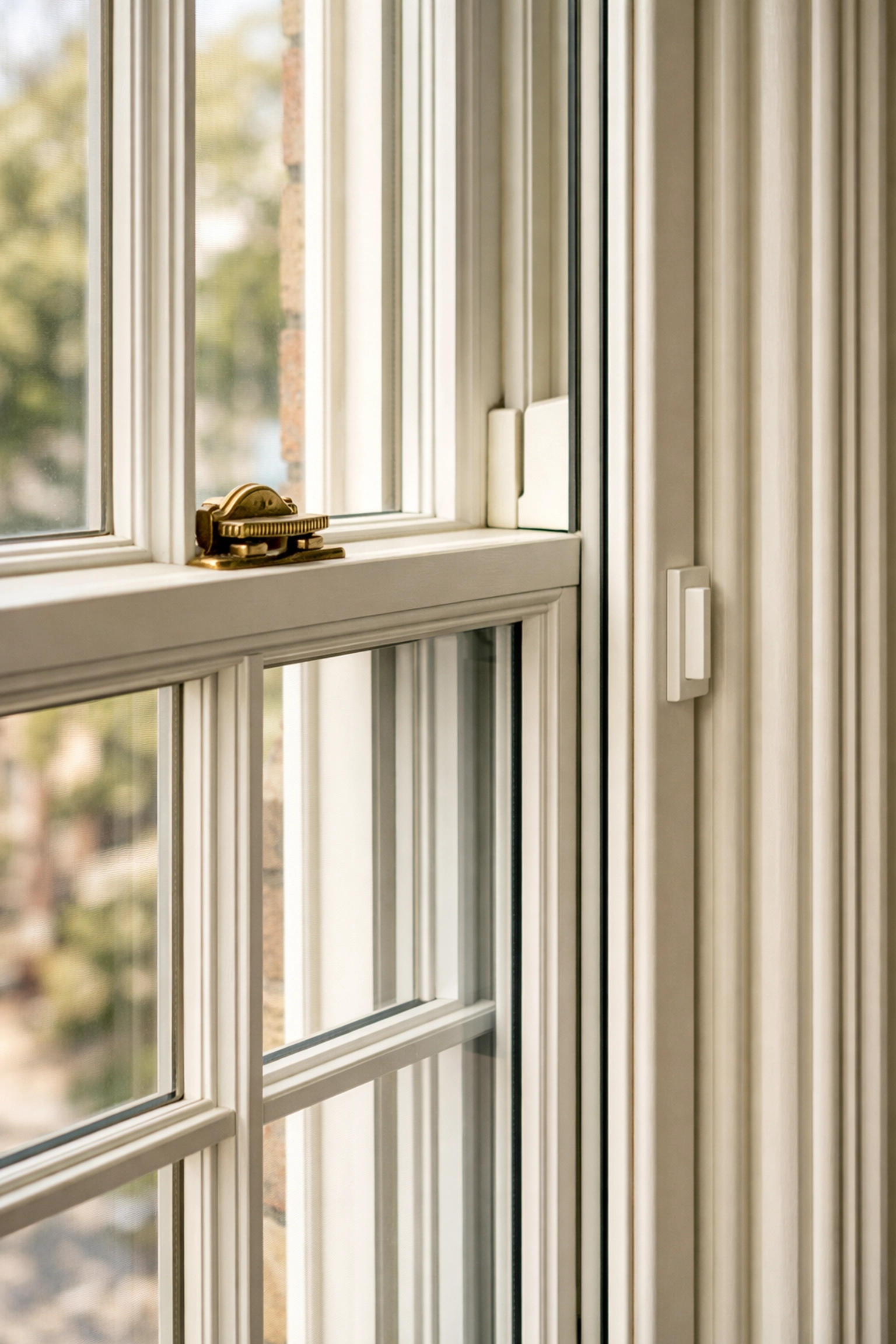Heritage sash window with secondary glazing frame matching original Victorian woodwork