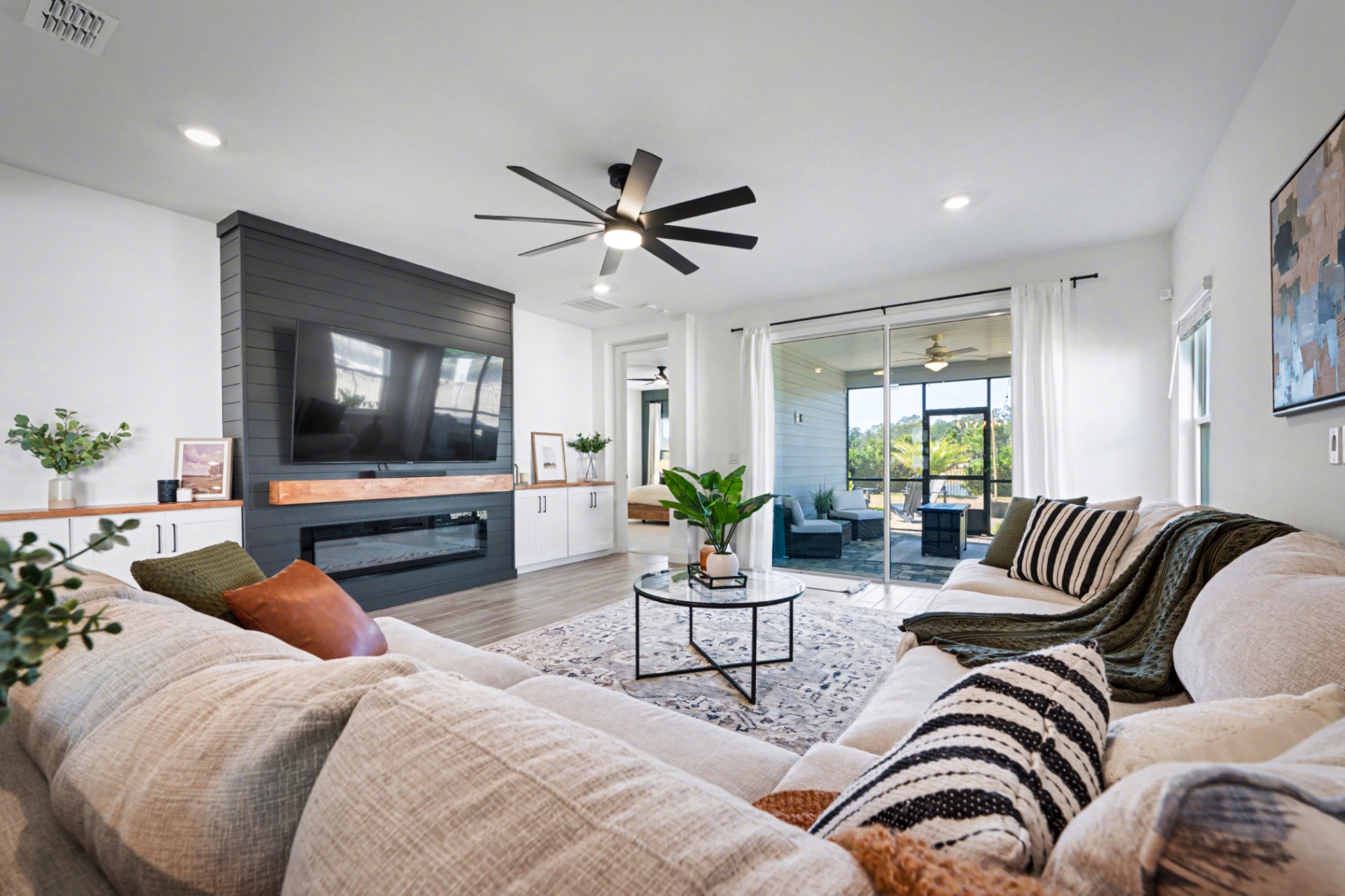 Bright, professionally staged living room