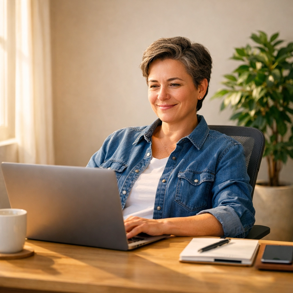 Small business owner using blog marketing tools to learn how to market a blog on social media effectively.