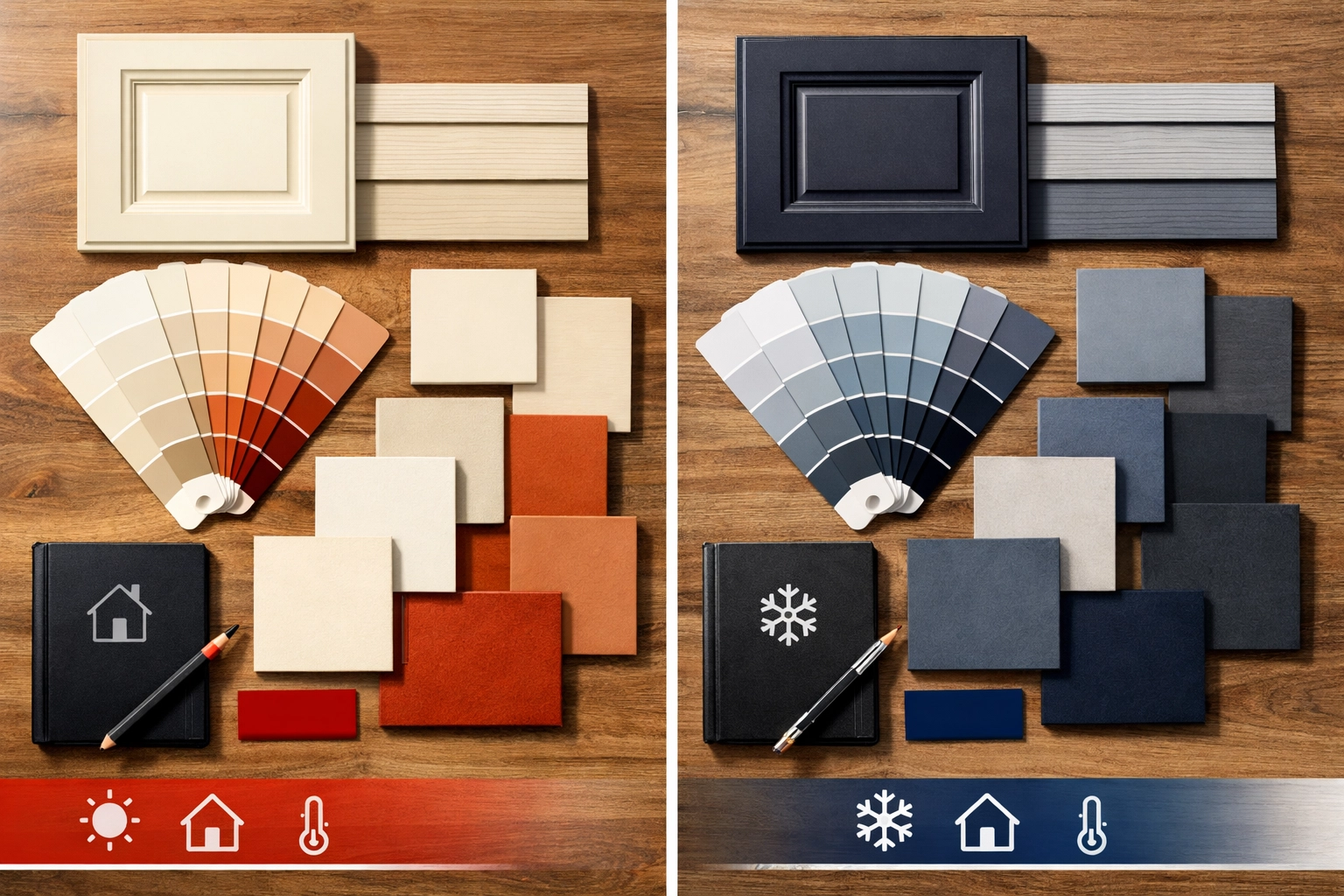 Warm and cool color samples for matching front door with siding in Chattanooga