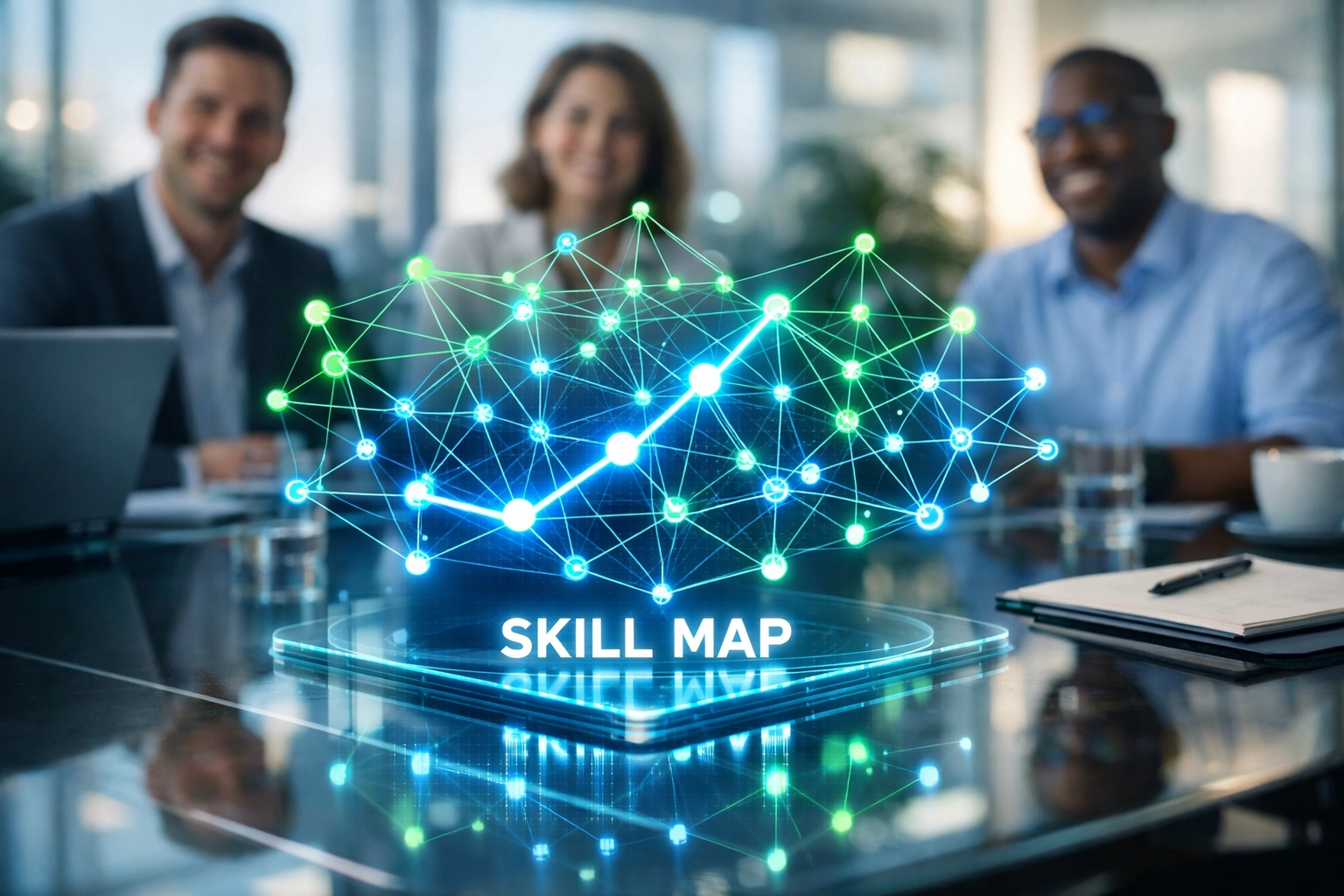 Strategische Weiterbildungsplanung durch HR & KI mit einer digitalen Skill-Map.