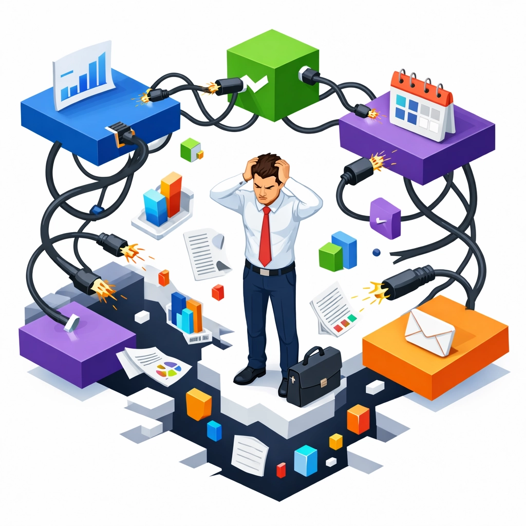 Custom Software Development vs. Off-the-Shelf Tools: Which Saves Your Small Business More Time in 2026? 3 Disconnected business tools creating integration challenges and workflow inefficiencies