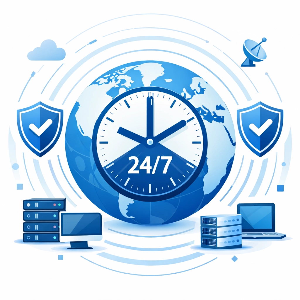 24/7 IT monitoring and support coverage across different time zones