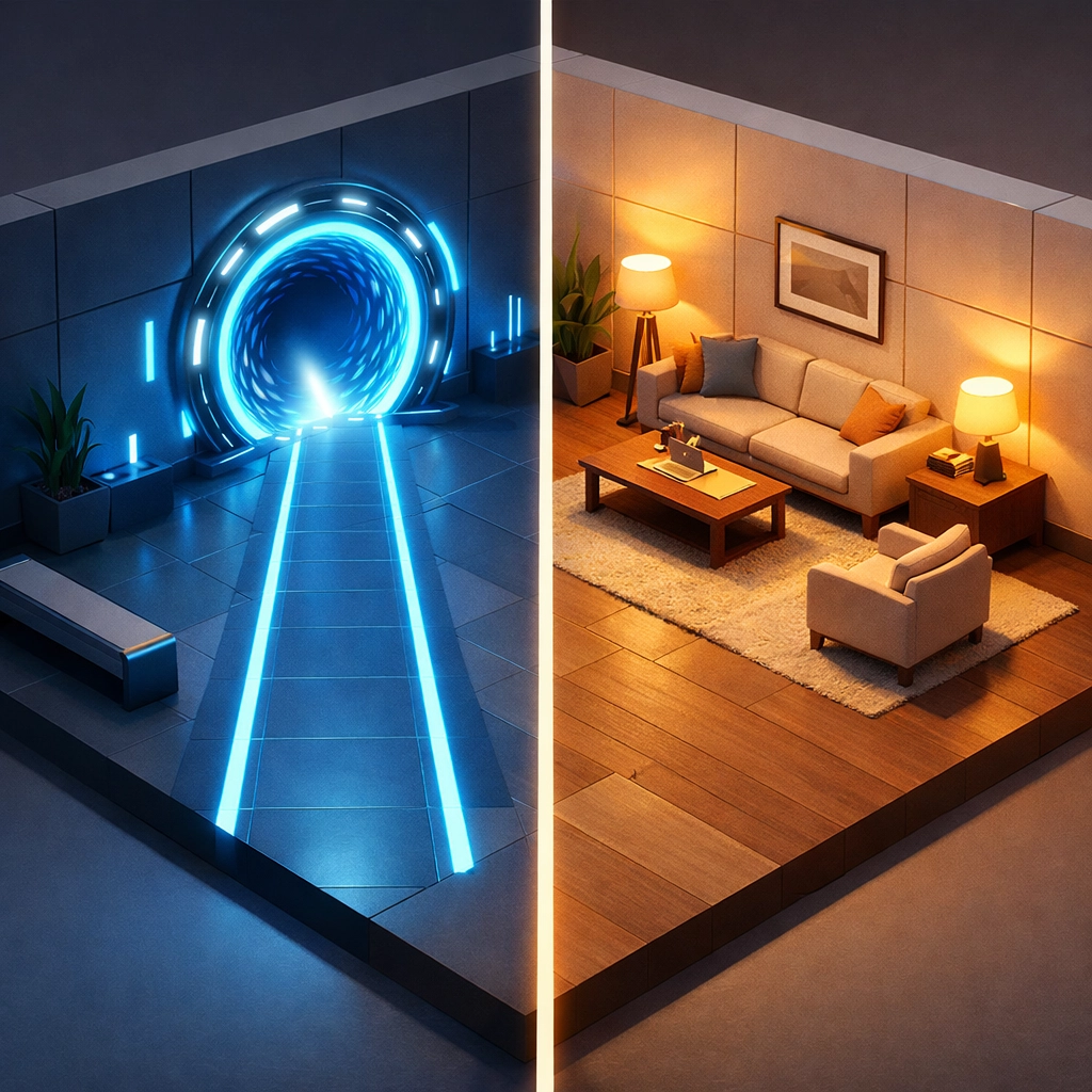 A visual of two paths representing the choice between fast ai customer service and human helpdesk support.