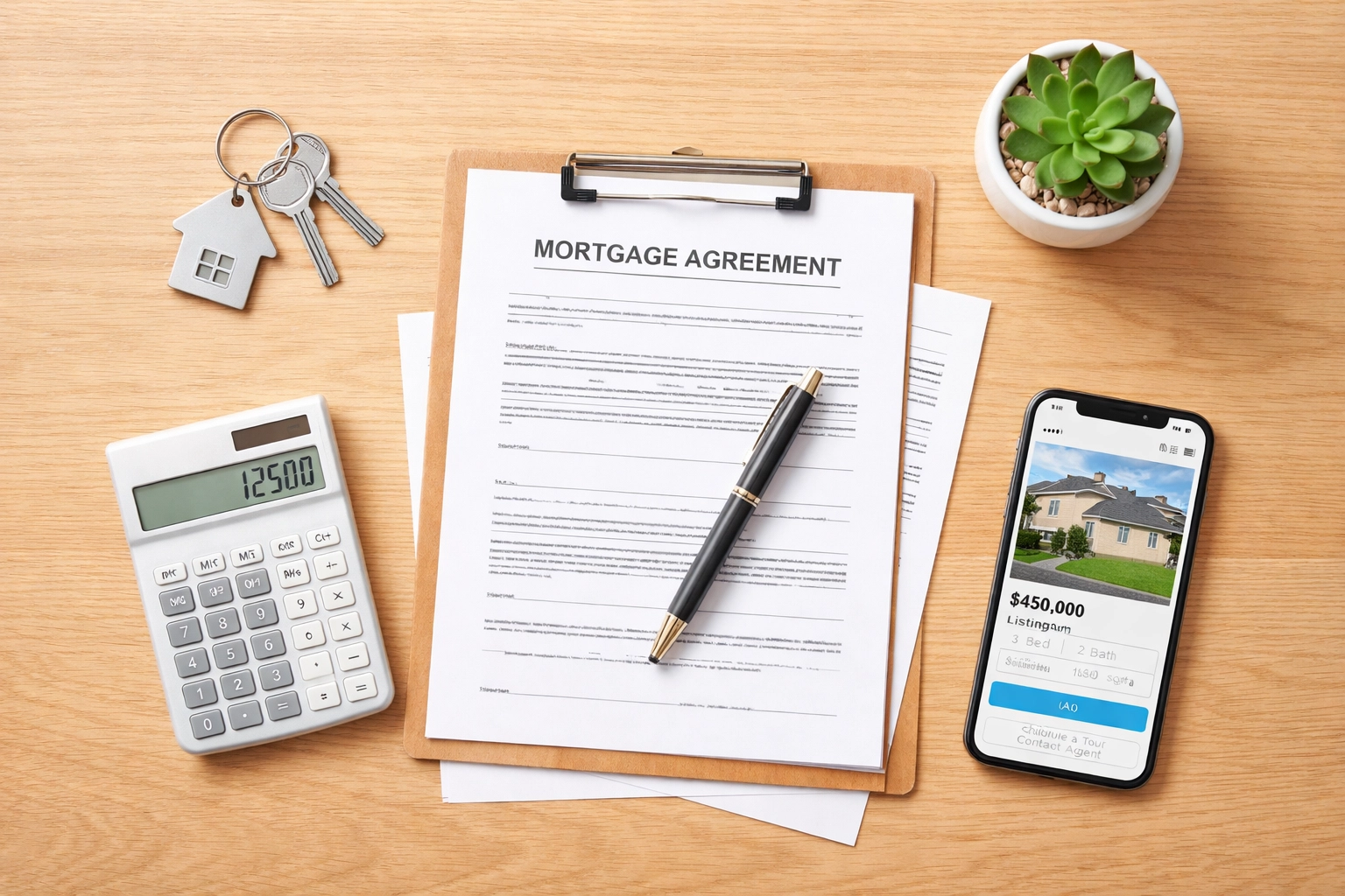 Flat lay of landlord documents, keys, and mortgage paperwork, highlighting essential tools for Oldham buy to let mortgages.