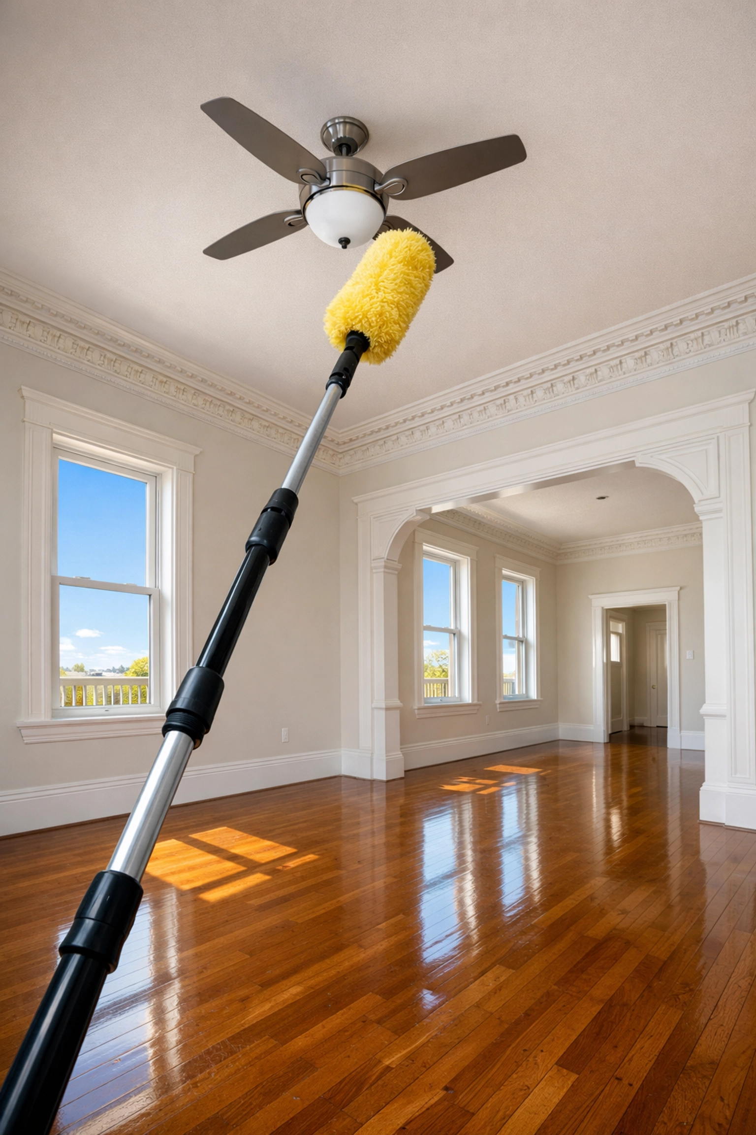 Detailed top-to-bottom move-out cleaning of a historic Central Square apartment ceiling fan.