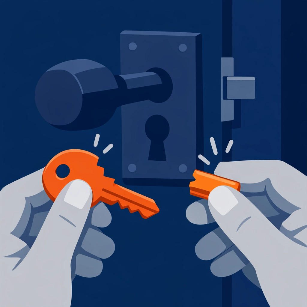 Broken key snapped in lock requiring emergency locksmith Bristol services