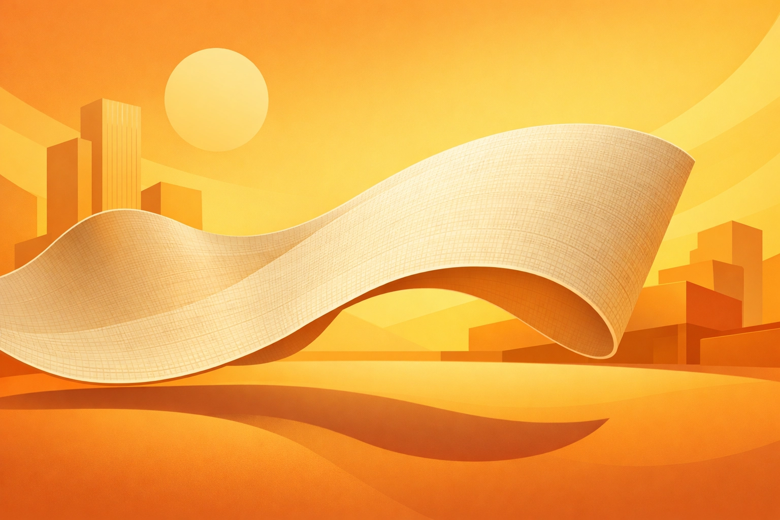 Recycled textile banner illustration showcasing innovative sustainable signage materials.