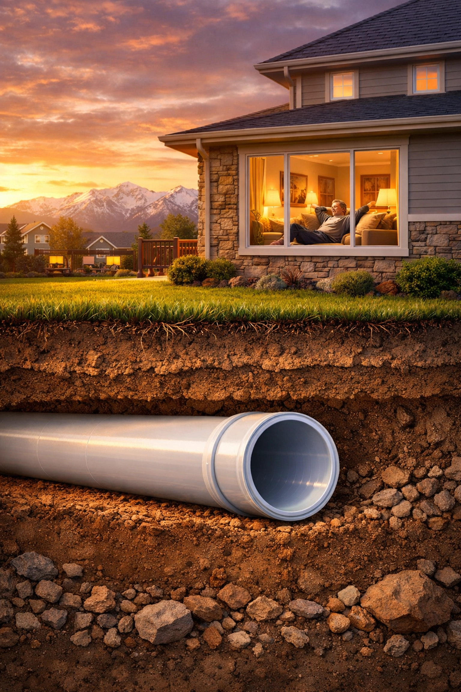 Structural trenchless sewer liner providing a permanent, non-invasive repair for a Denver home.