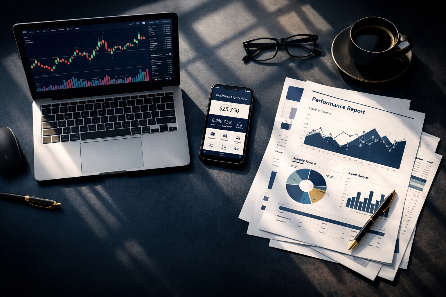 AI stock analysis workspace with financial charts and investment data for 2026 picks