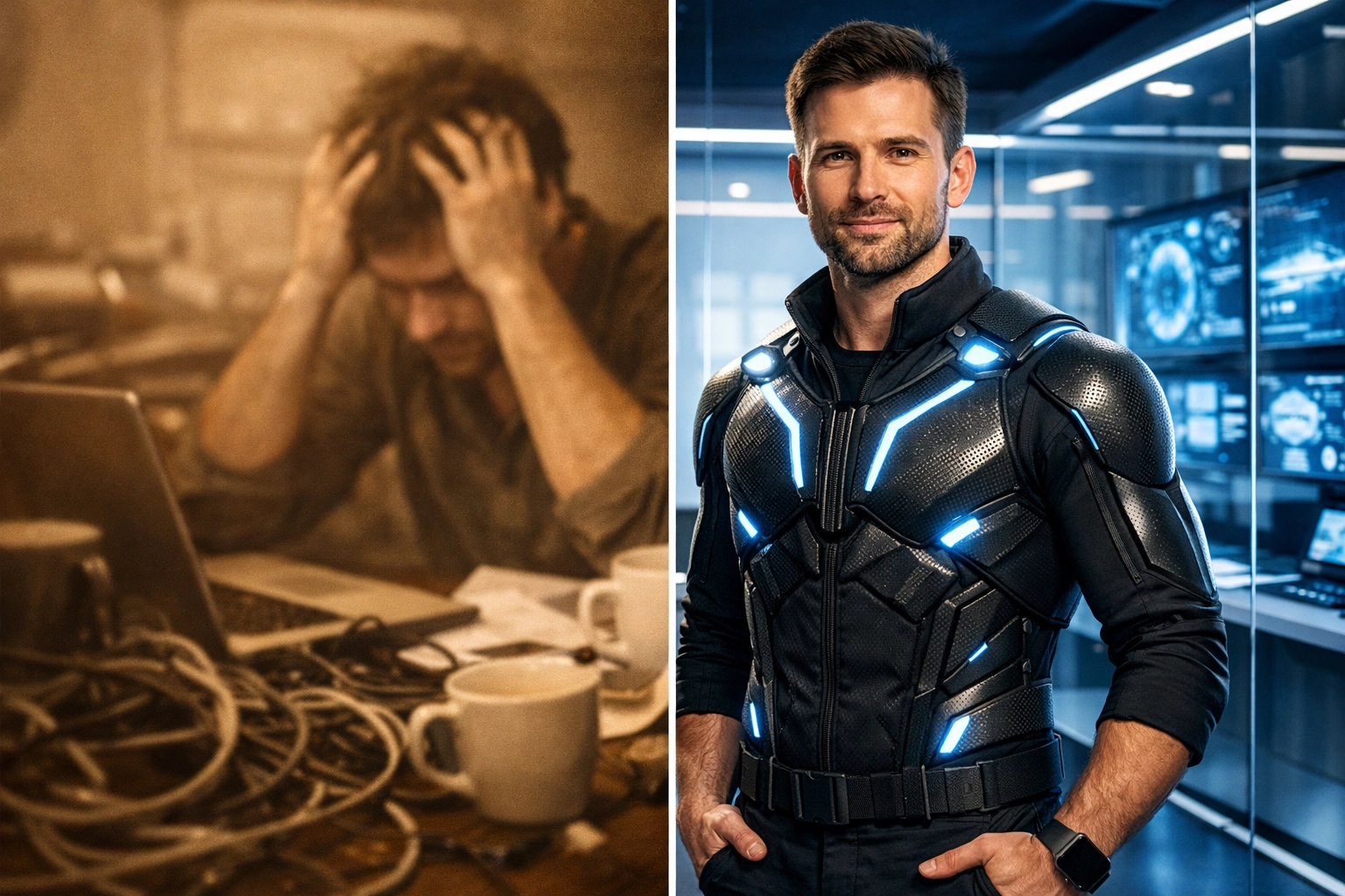 A founder transitioning from chaotic startup hustle to professional business operational control.