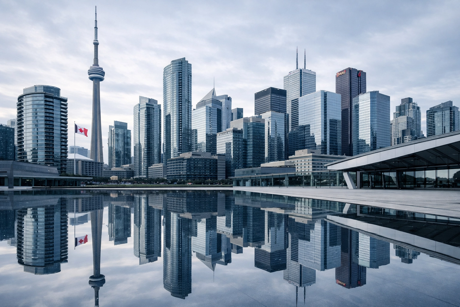 Modern urban skyline representing bad credit loans Toronto and payday loans Vancouver.