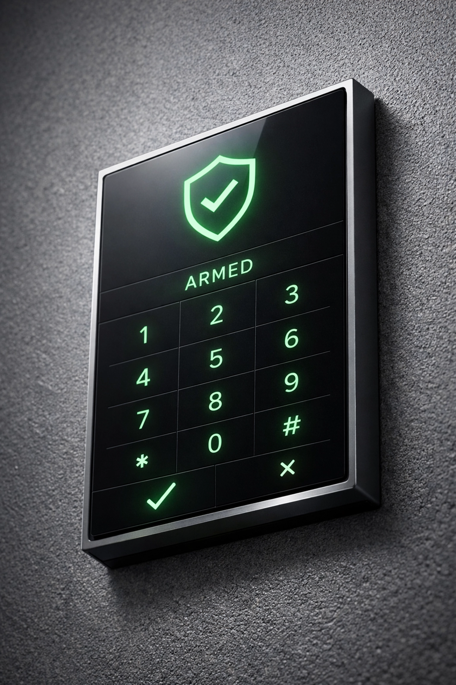 Sleek smart home security keypad for a professionally installed intruder alarm system in Swansea.