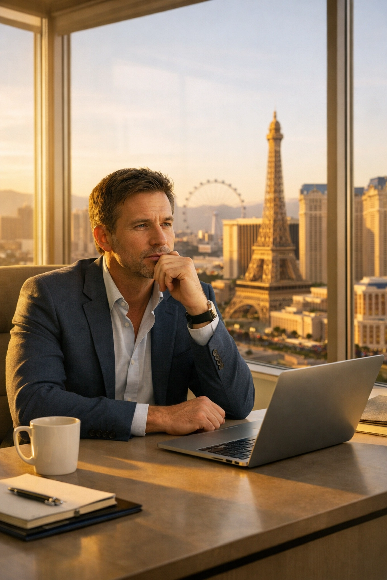 Fatigued Las Vegas professional experiencing hormone imbalance symptoms at work