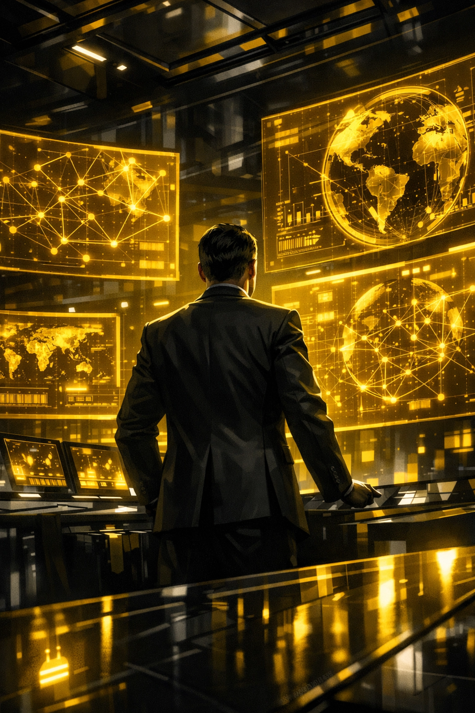 Amazon brand management specialist monitoring intellectual property and trademark data in a command center.