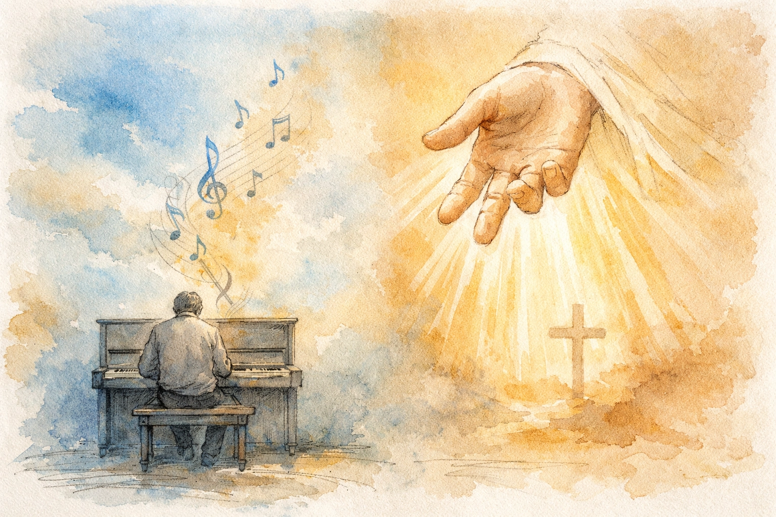 Divine guidance in songwriting with pianist receiving inspiration from God