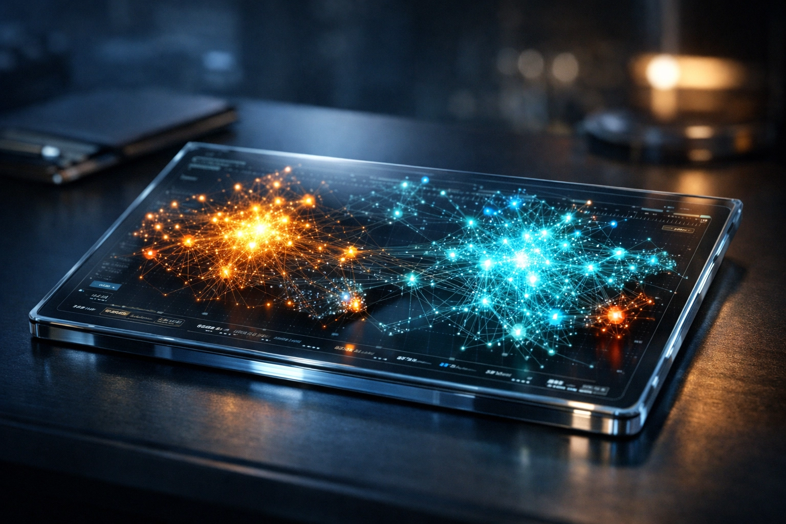 AI-driven audience segmentation dashboard on a tablet showing high conversion probability scores.