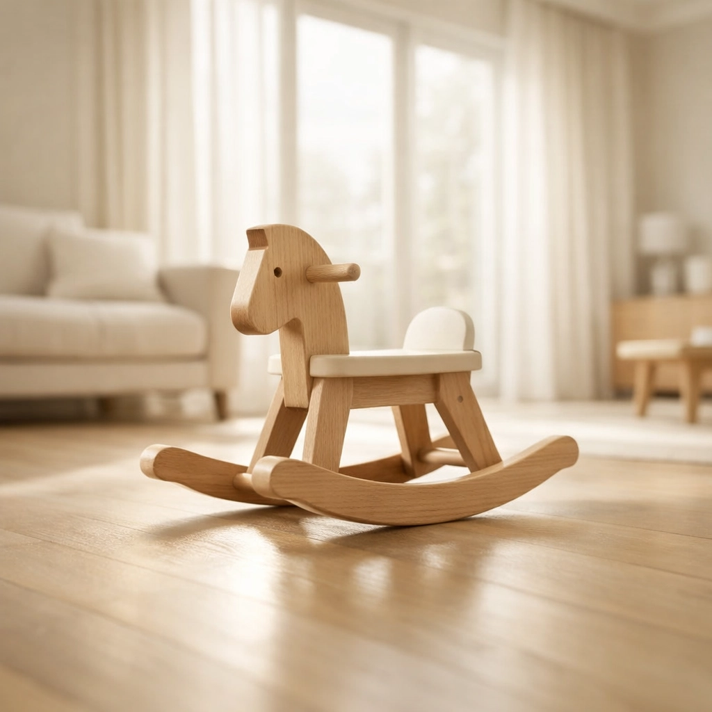 A child's rocking horse in an empty room highlighting child custody battles and the best interest of the child.