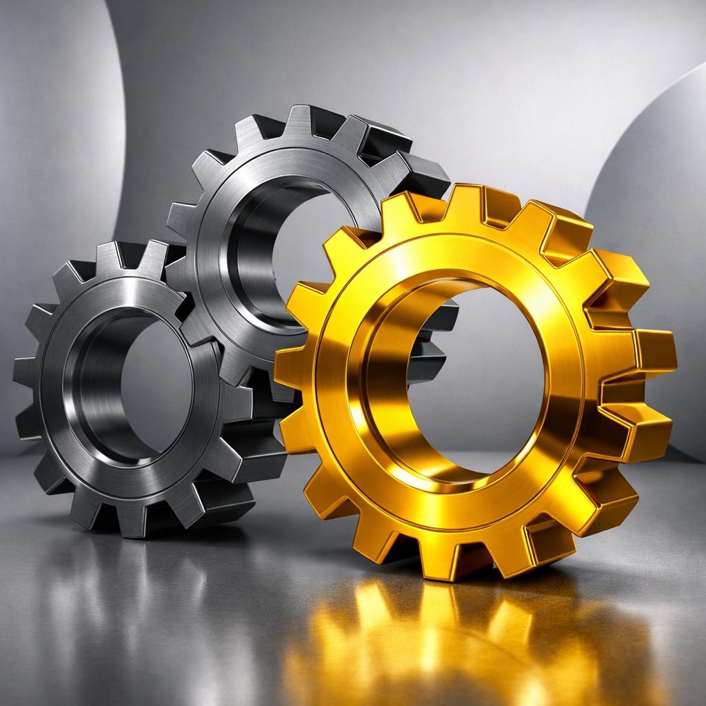 Interlocking gears illustrating integrated Amazon account management services for scaling e-commerce businesses.