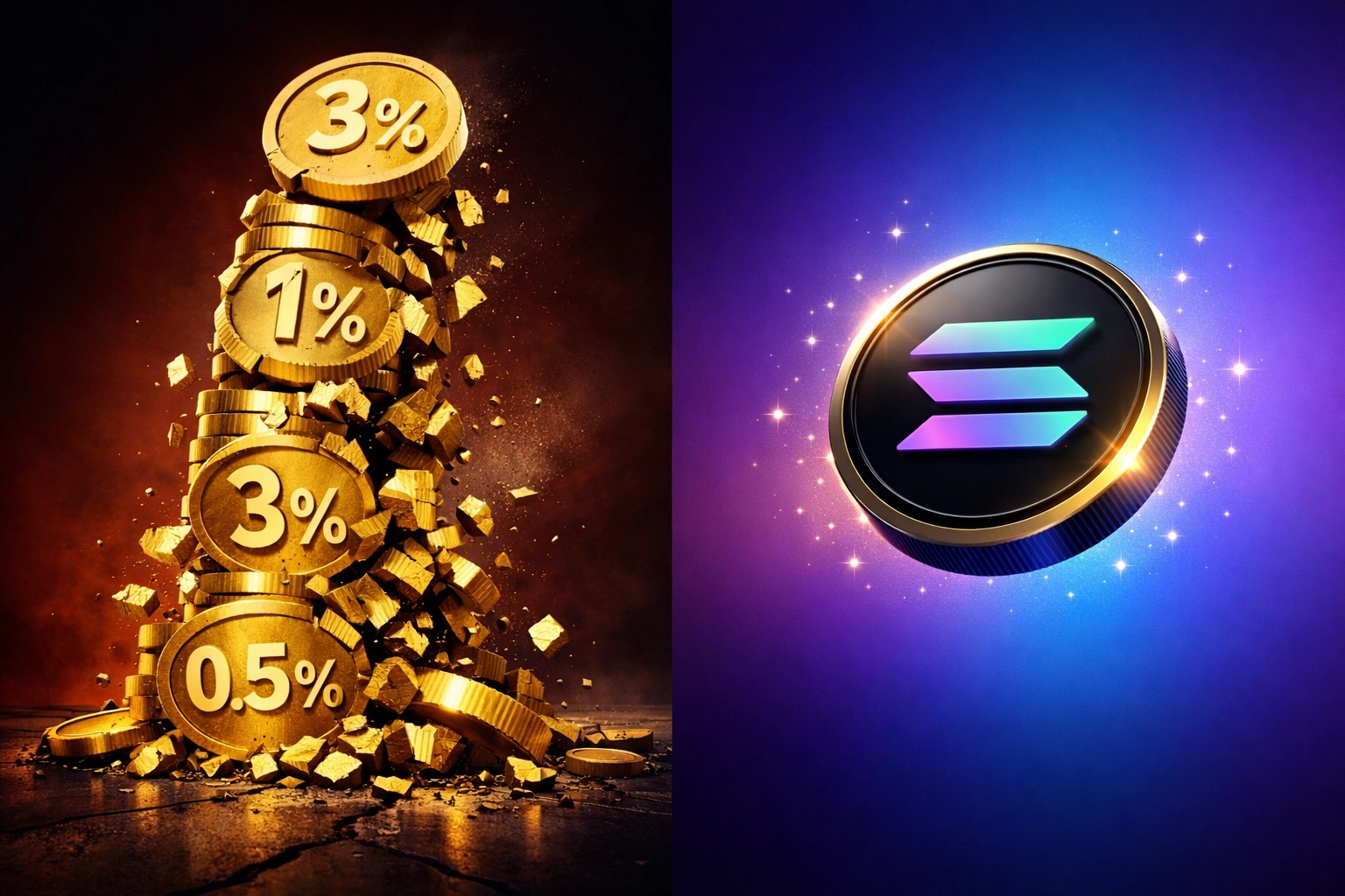 Comparison of high percentage crypto fees versus low Solana gas-only fees for merchants