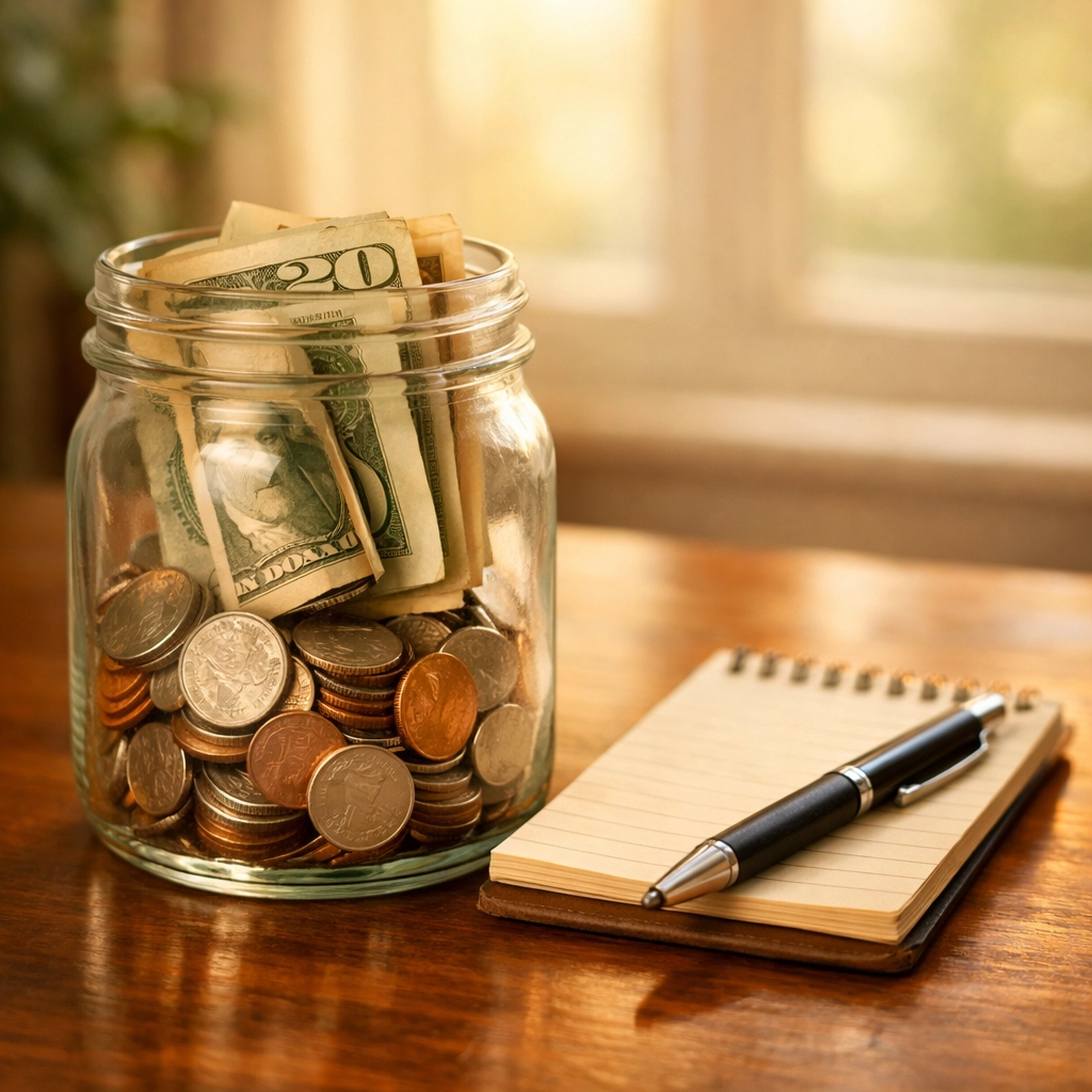 Trust account savings jar representing family law retainer budgeting and planning