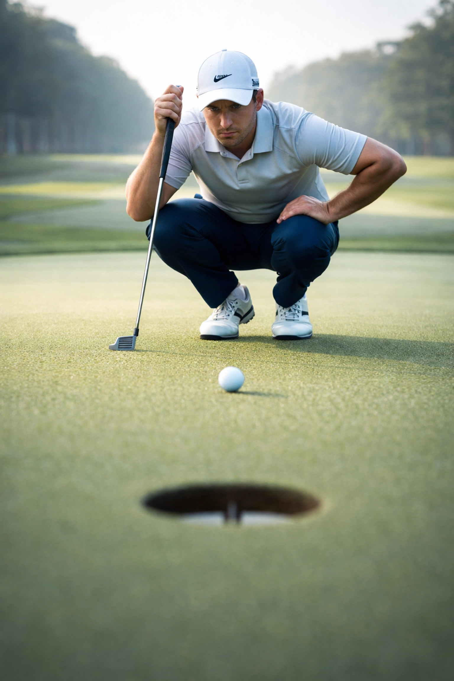 Focused golfer on green highlighting the importance of mastering all leadership skills, not just specialisms