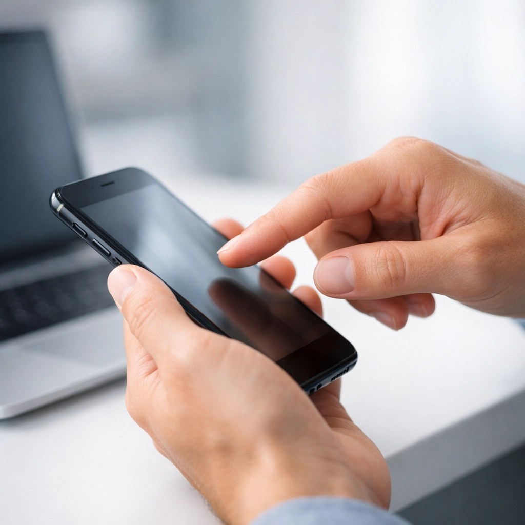 Close-up of hands on a smartphone applying for an express emergency loan in Canada.