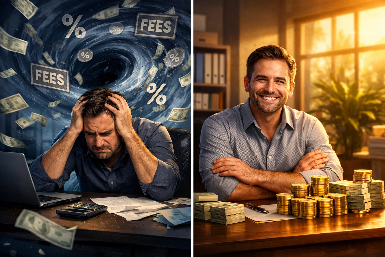 Small business owner comparing crypto payment fees showing cost savings with zero-percentage model