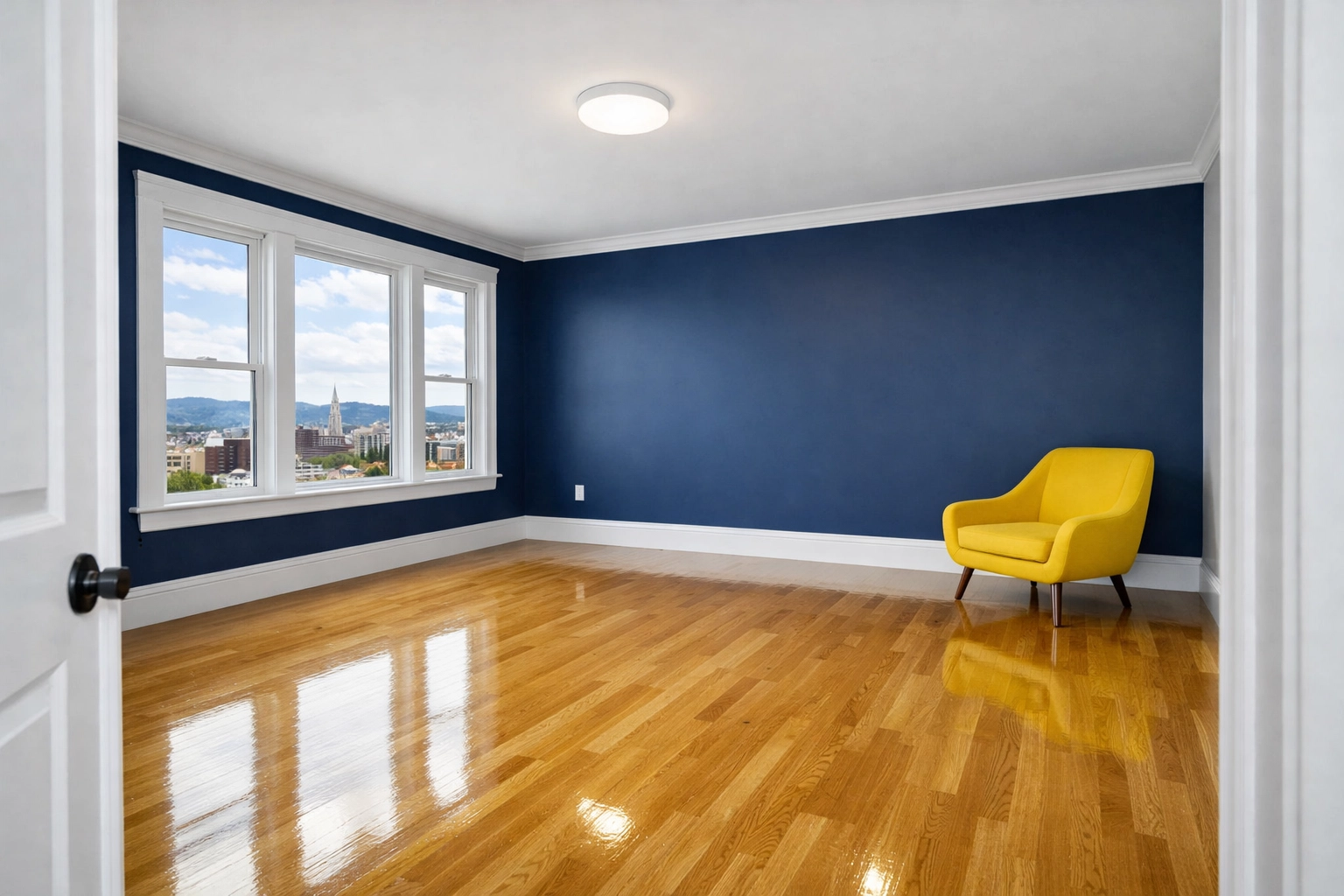 Spotless master bedroom in a Worcester triple-decker apartment ready for a move-out inspection.