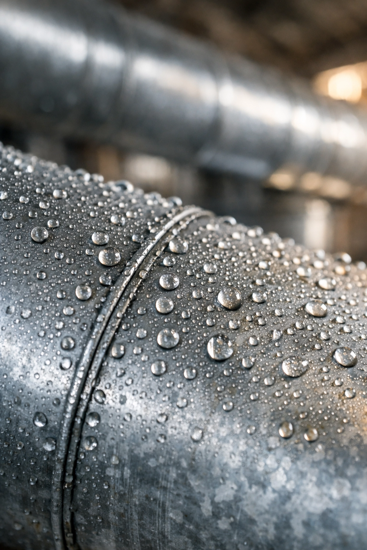 Condensation sur conduits de ventilation métalliques dans un bâtiment agricole