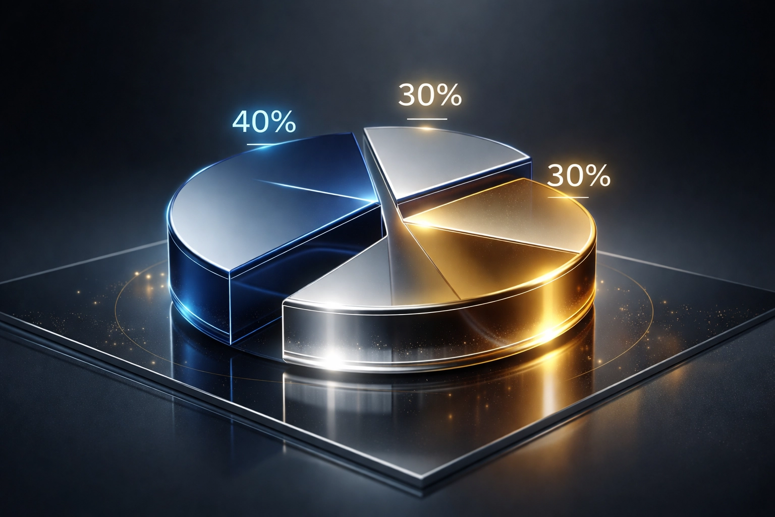 40/30/30 portfolio allocation model showing equities, fixed income, and alternative investment segments