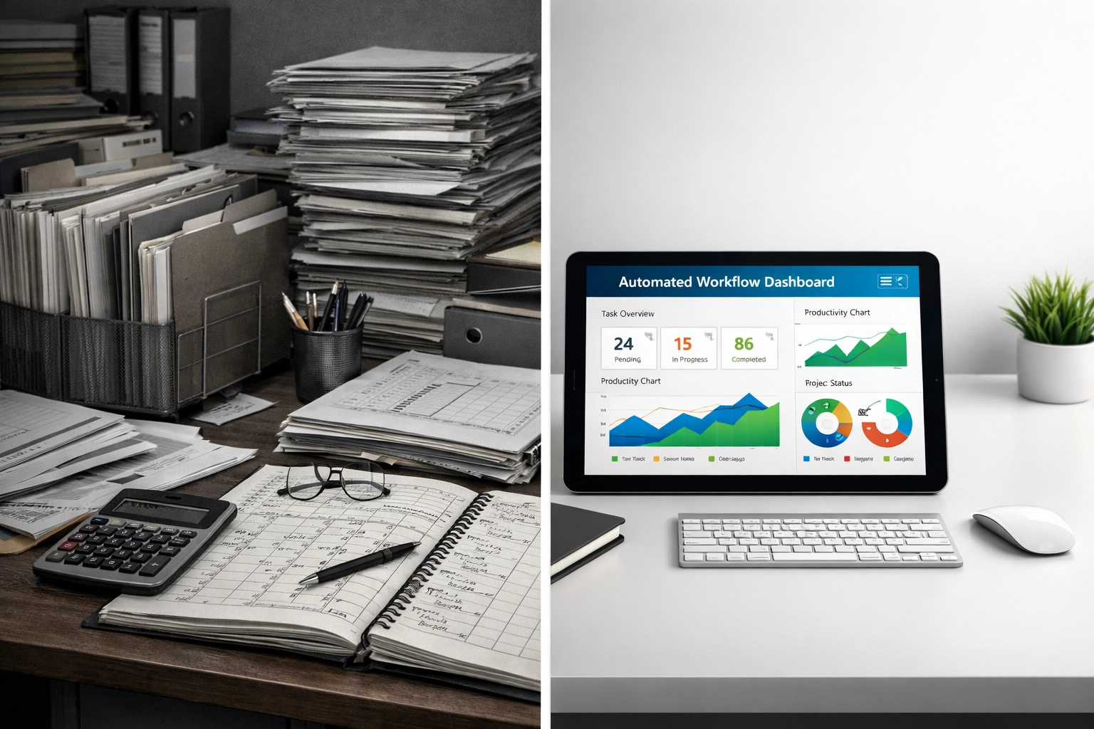 Comparison of traditional manual partnership workflows versus modern automated digital systems