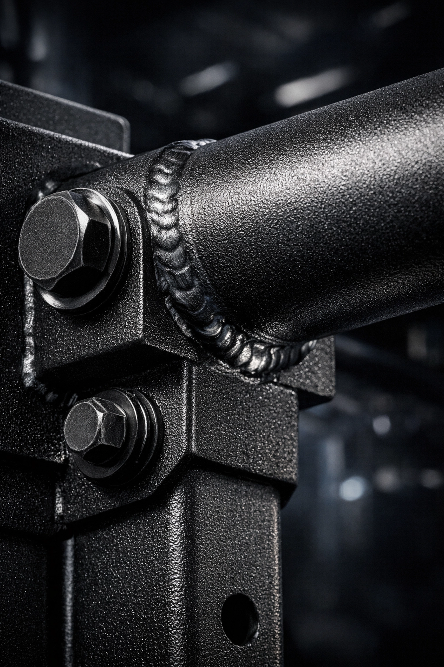 Close-up of the durable steel construction and hardware of the Bold Body Fitness Resistance Rail.