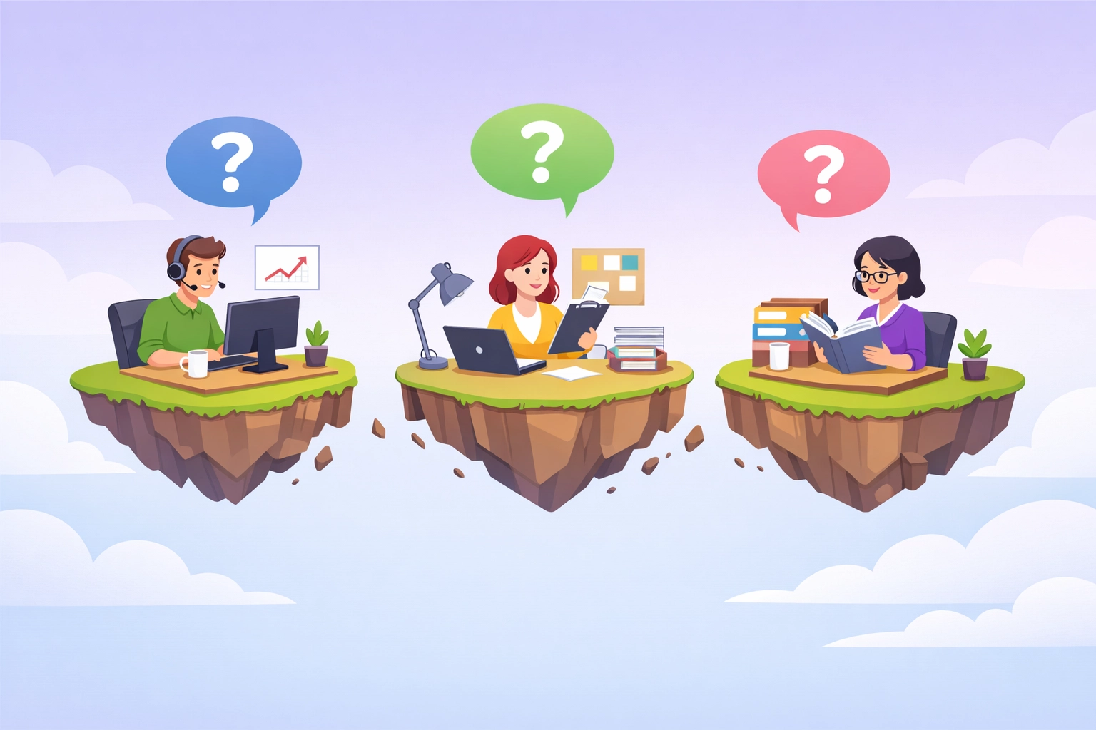 Disconnected HR, CRM, and project teams working in silos without unified communication