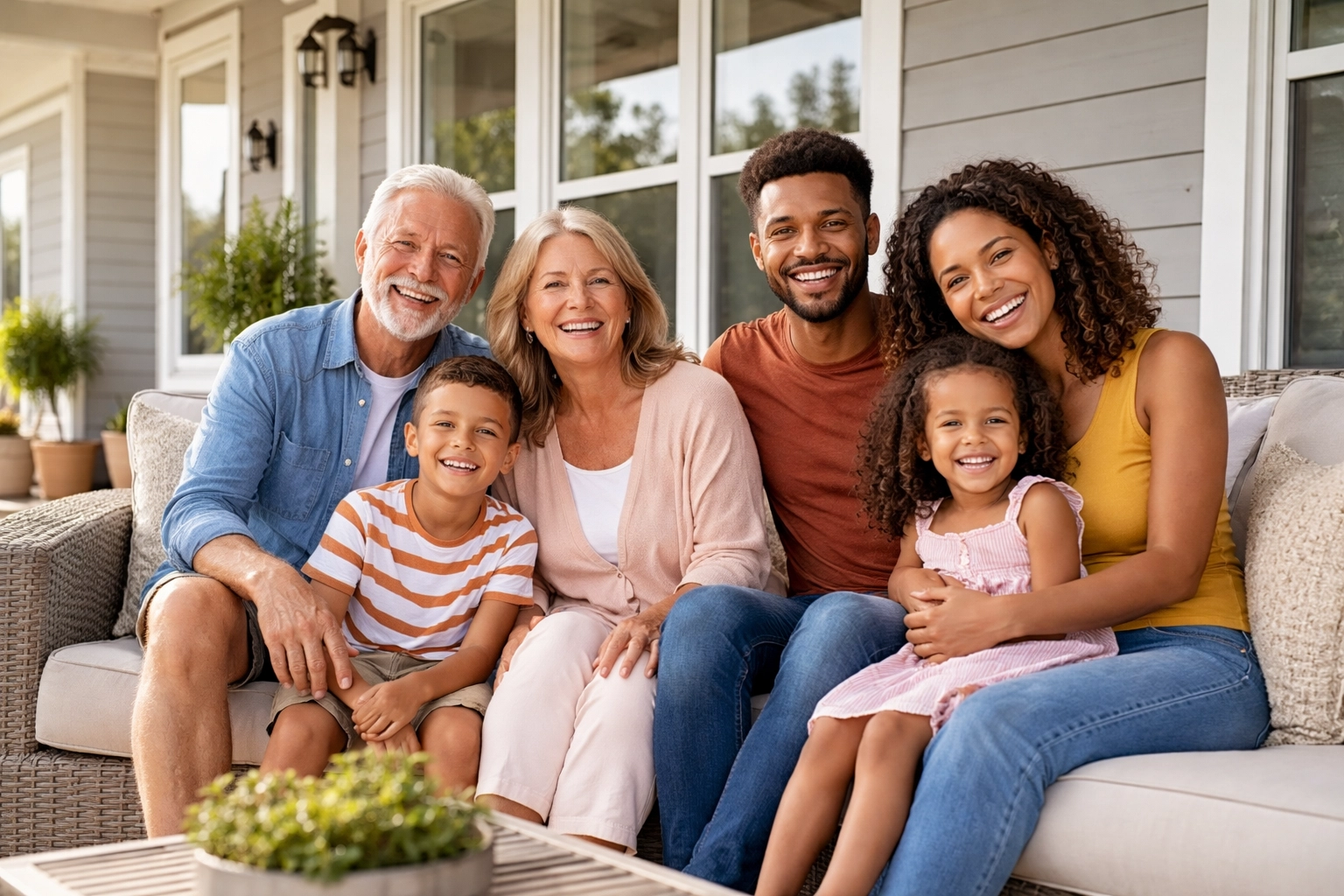 Multigenerational family enjoying their affordable manufactured home in Houston