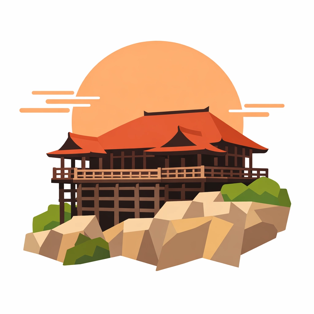 Top 10 Instagrammable Places in Kyoto for Your Next Trip 2 Graphic representation of the Kiyomizu-dera Temple wooden stage overlooking Kyoto.