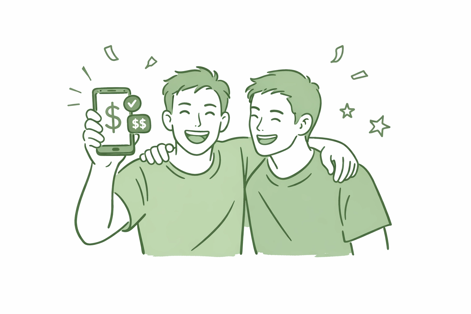 Gay authors celebrating daily royalty payments from direct book sales