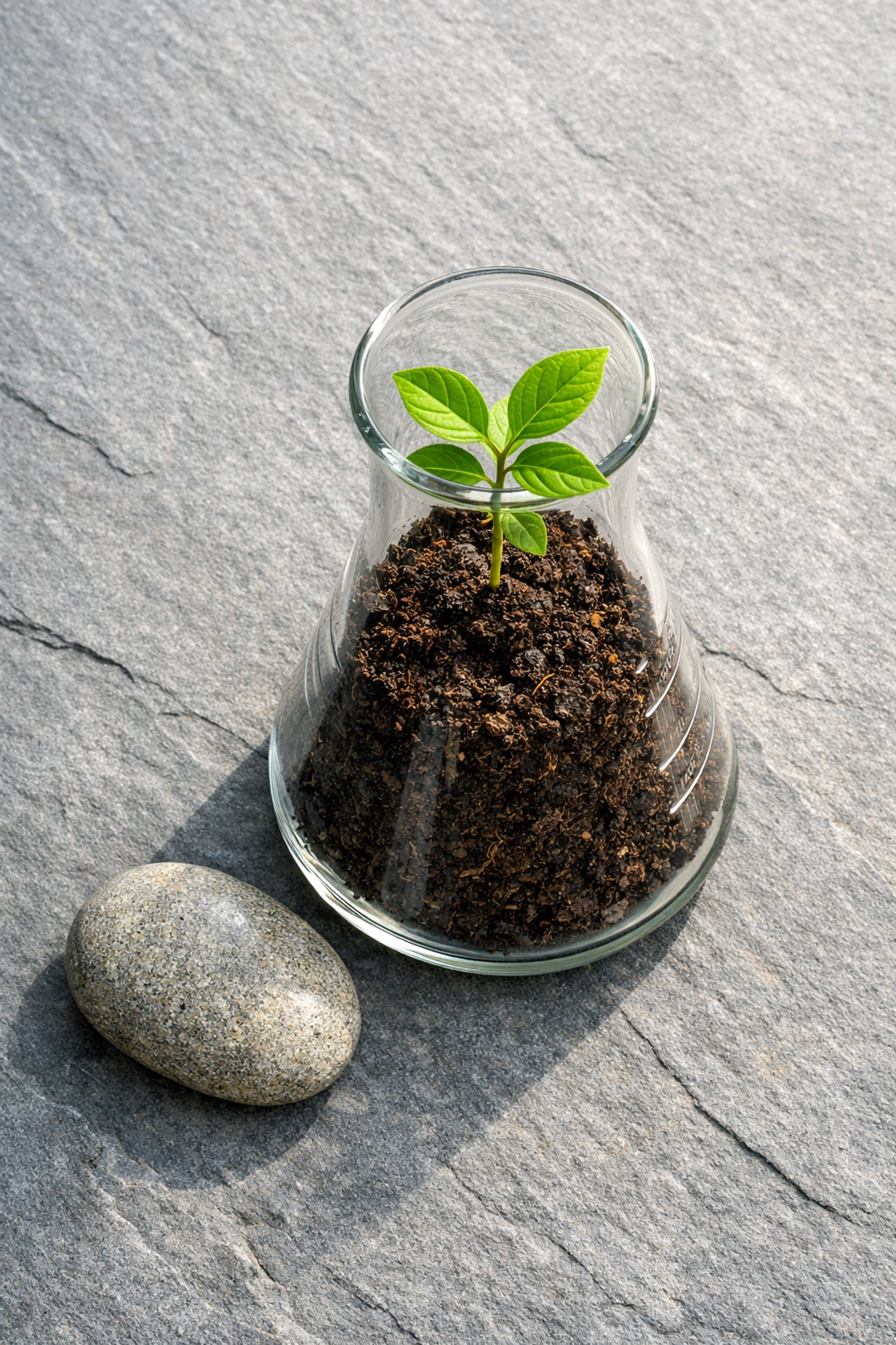 A green plant growing in a science flask, symbolizing the transformative future of chemistry career prospects.