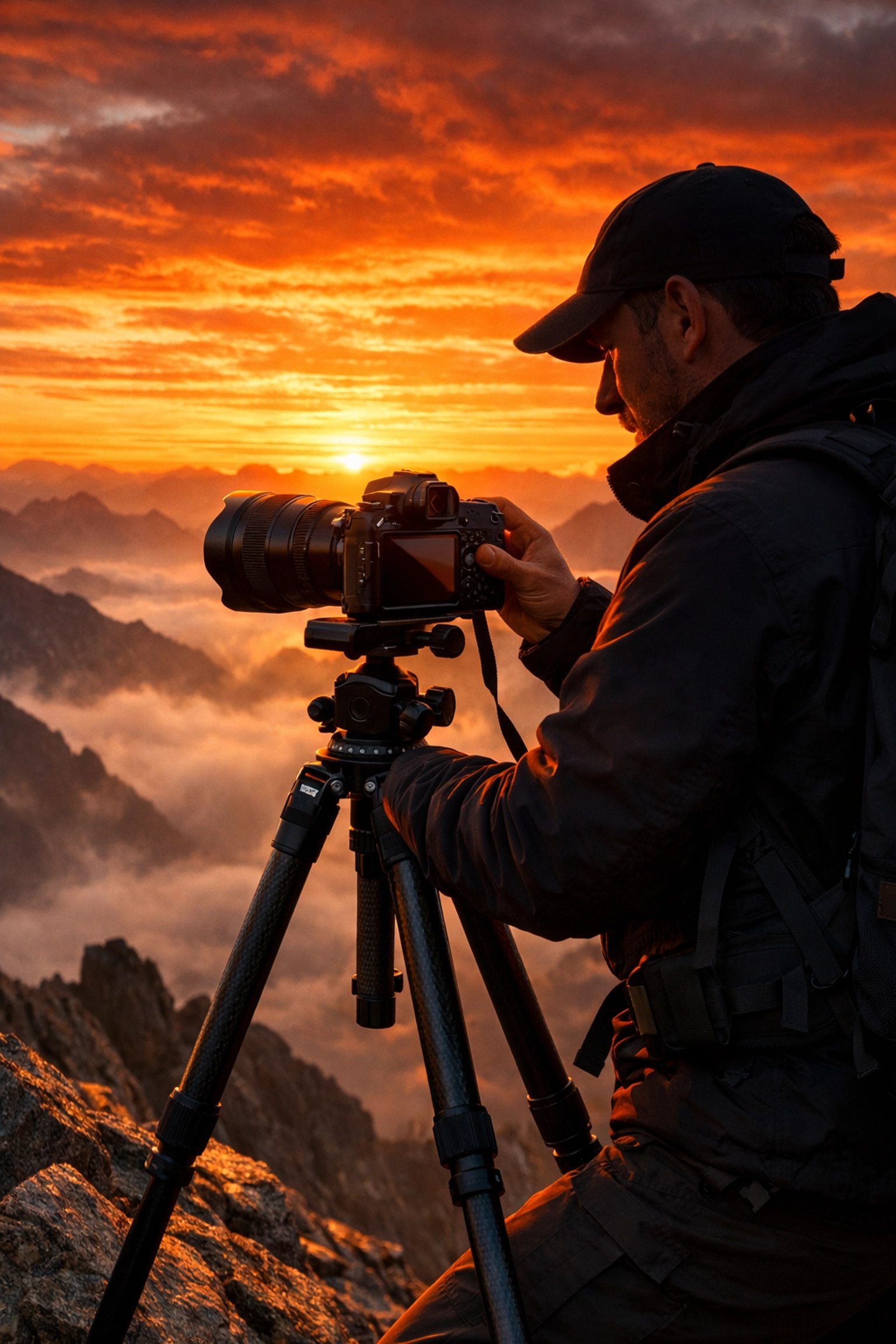 Professional landscape photography tips using the best mirrorless cameras on a scenic mountain ridge.
