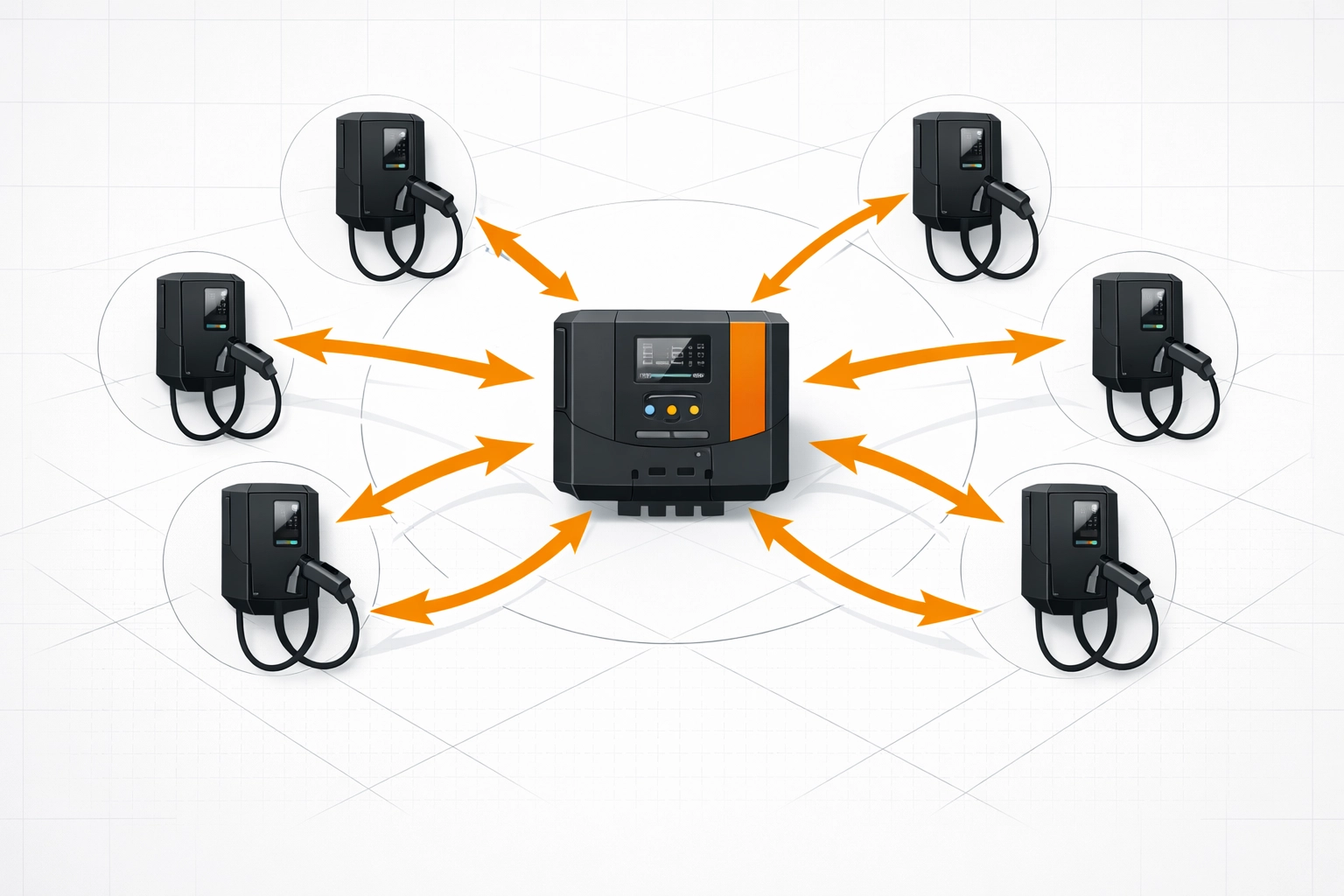 Lastmanagement-System mit Master-Station und verteilten Wallboxen in Tiefgarage