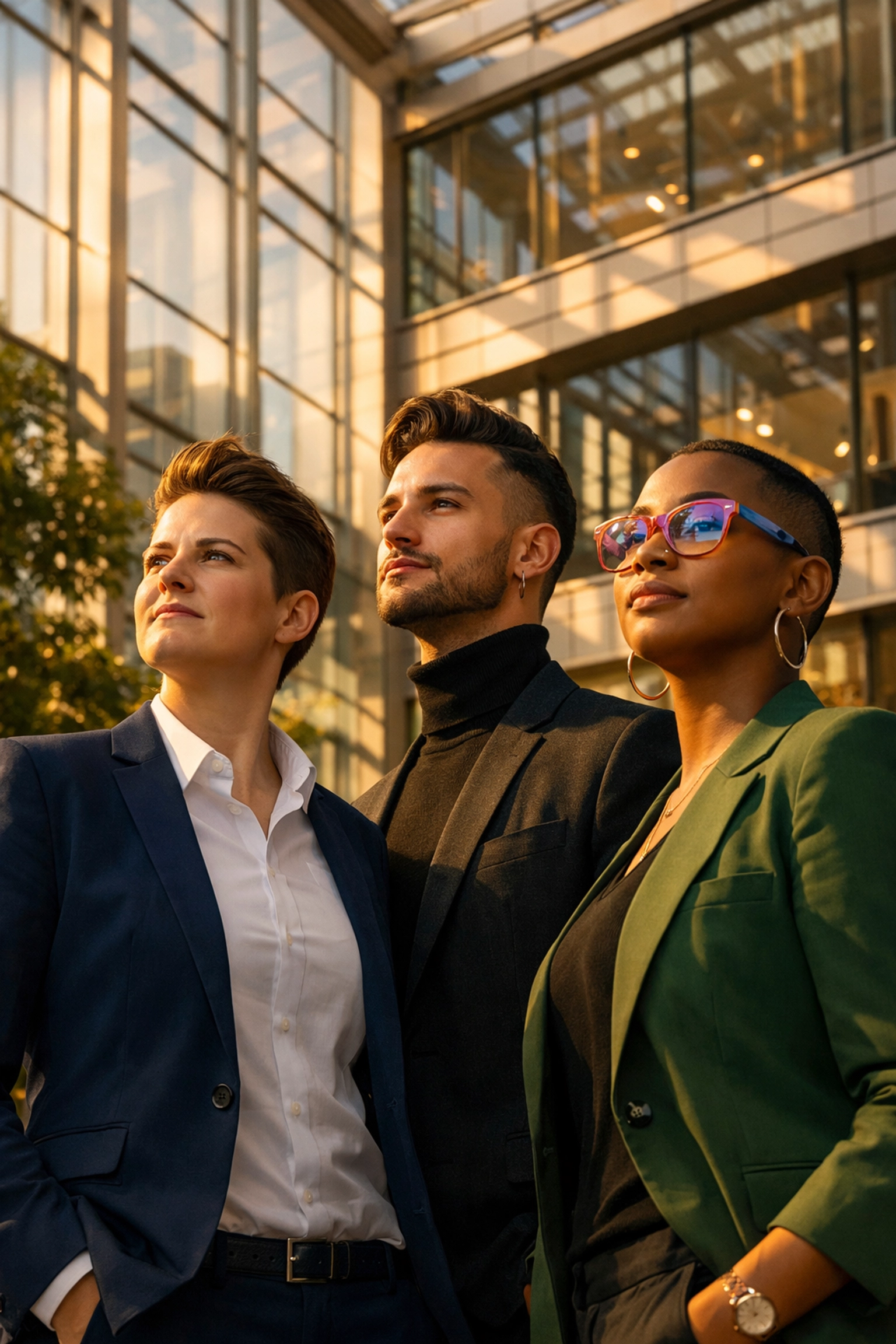 Diverse LGBTQ+ professionals demonstrating queer leadership and career growth in education strategy.