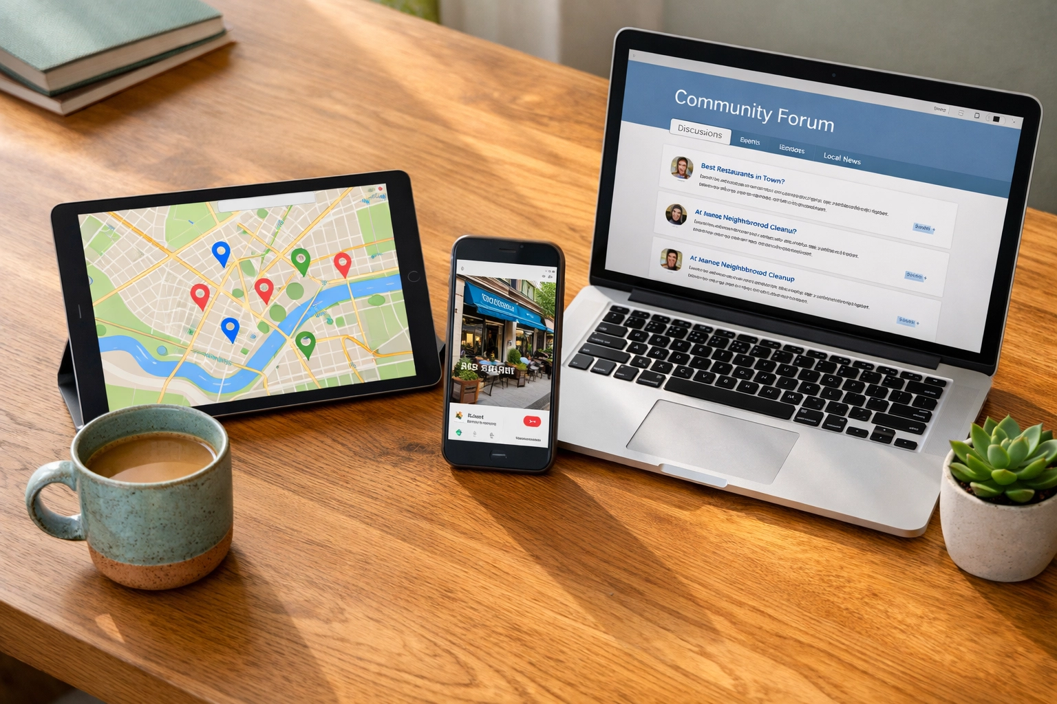 Local SEO services visibility across multiple digital platforms including maps and community forums.