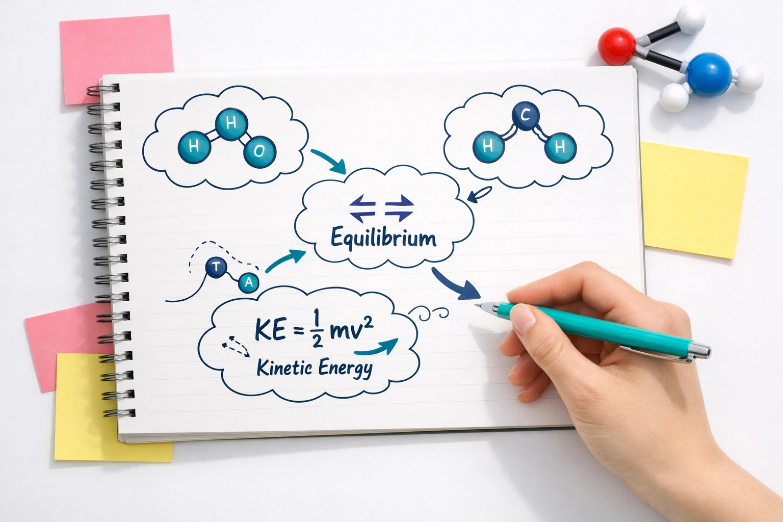 Student working through chemistry problems showing thought process for Oxbridge interview practice