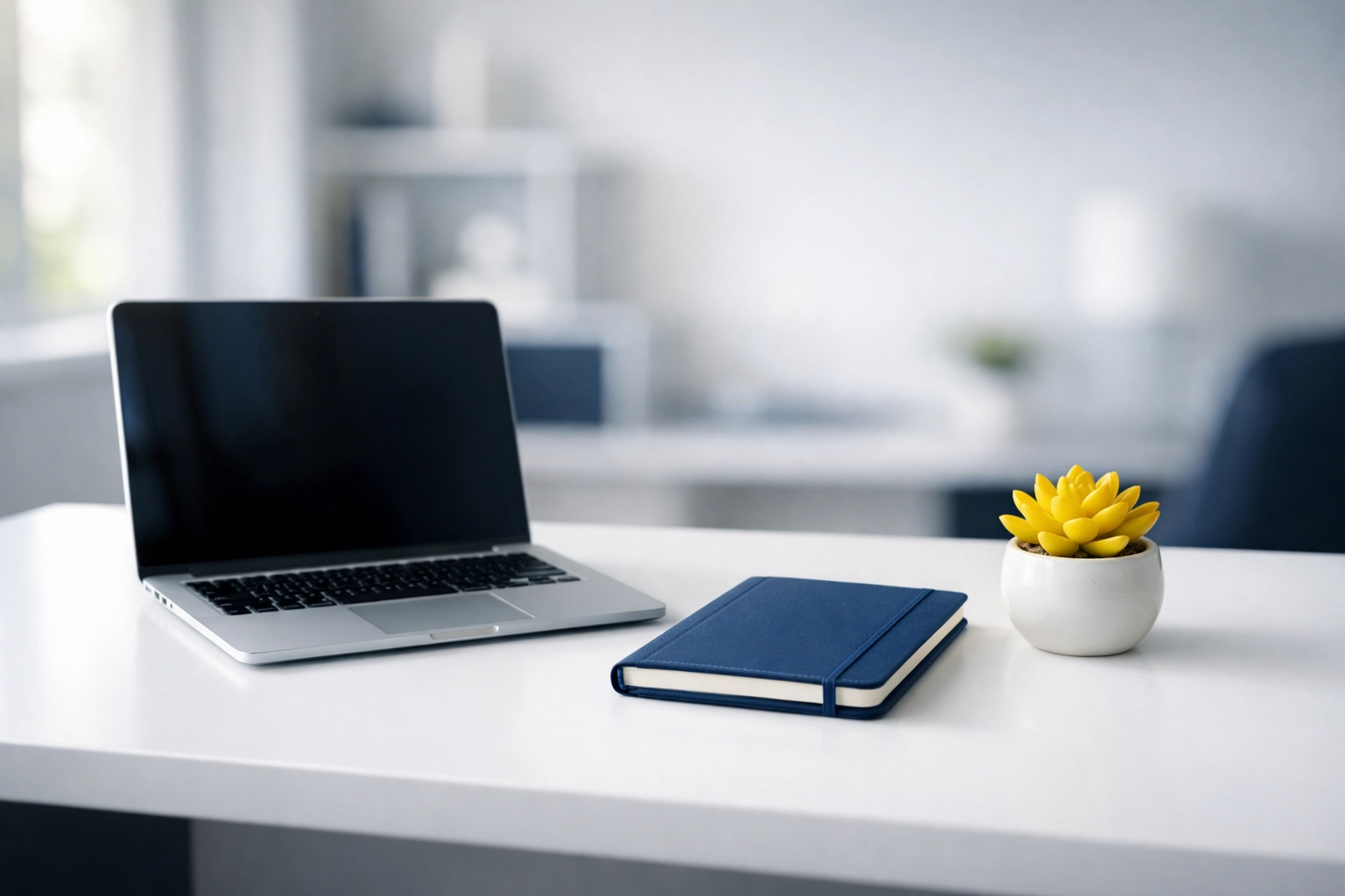 Minimalist modern office desk in Maynard illustrating how clean workspaces boost productivity.