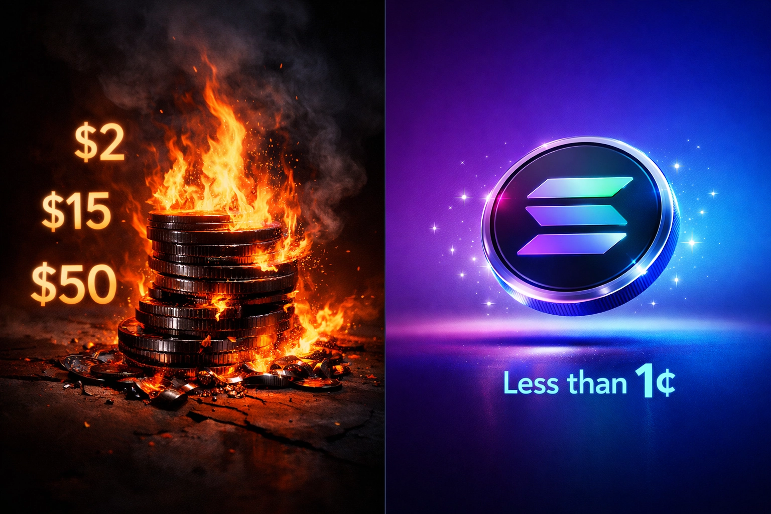 High crypto network fees burning money vs Solana's ultra-low gas fees for merchant payments