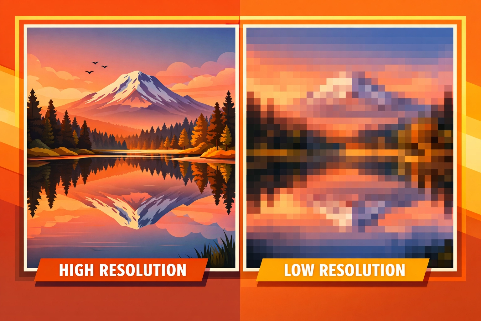 Comparison of high-resolution vs low-resolution image quality for print production