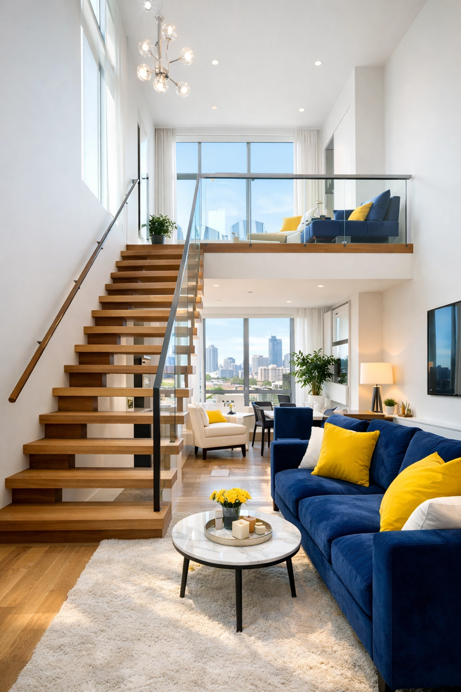 Pristine multi-level Worcester townhome interior after a specialized house cleaning service.