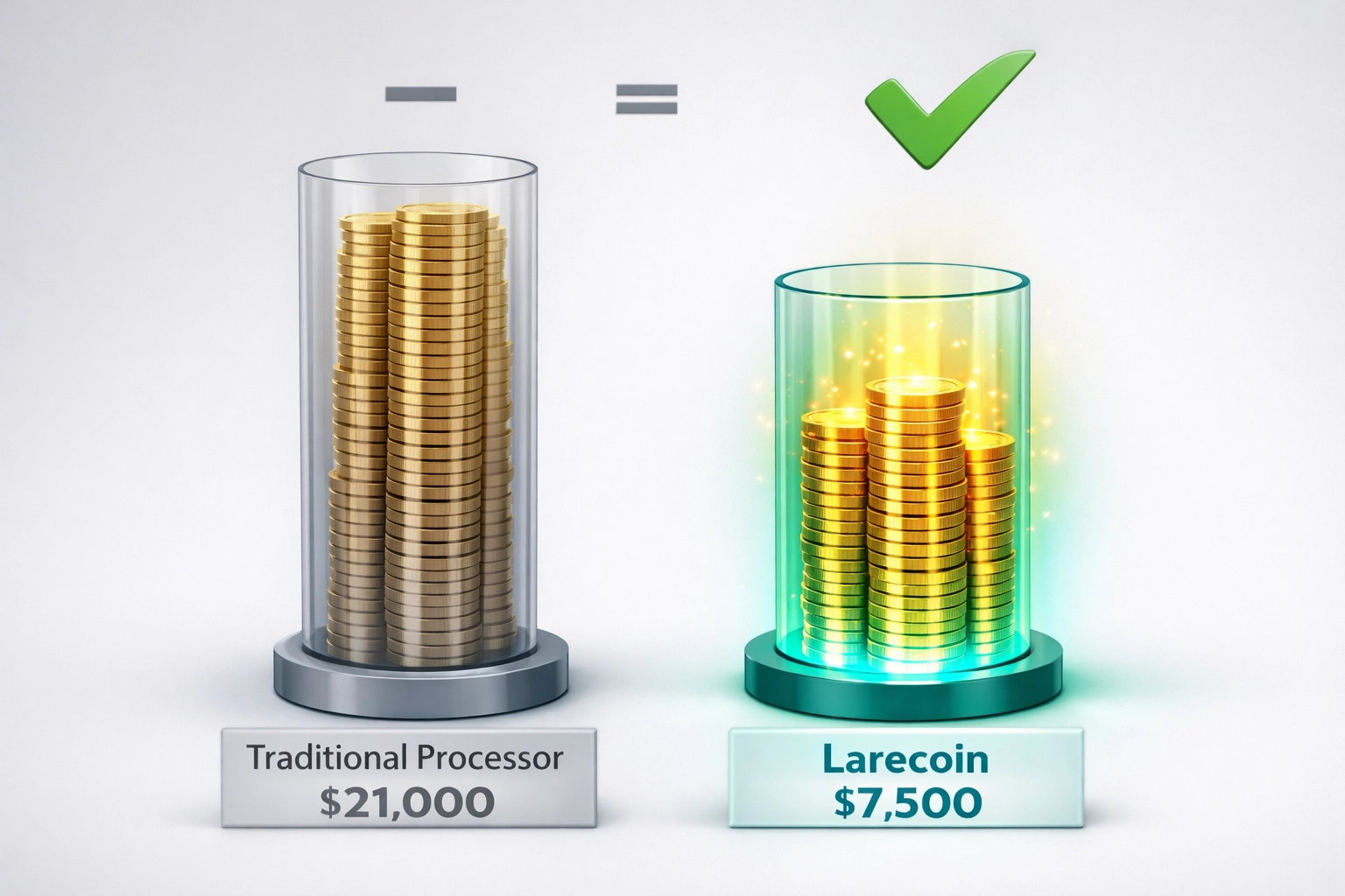 Cost comparison: traditional payment processors versus Larecoin transaction fees with charity