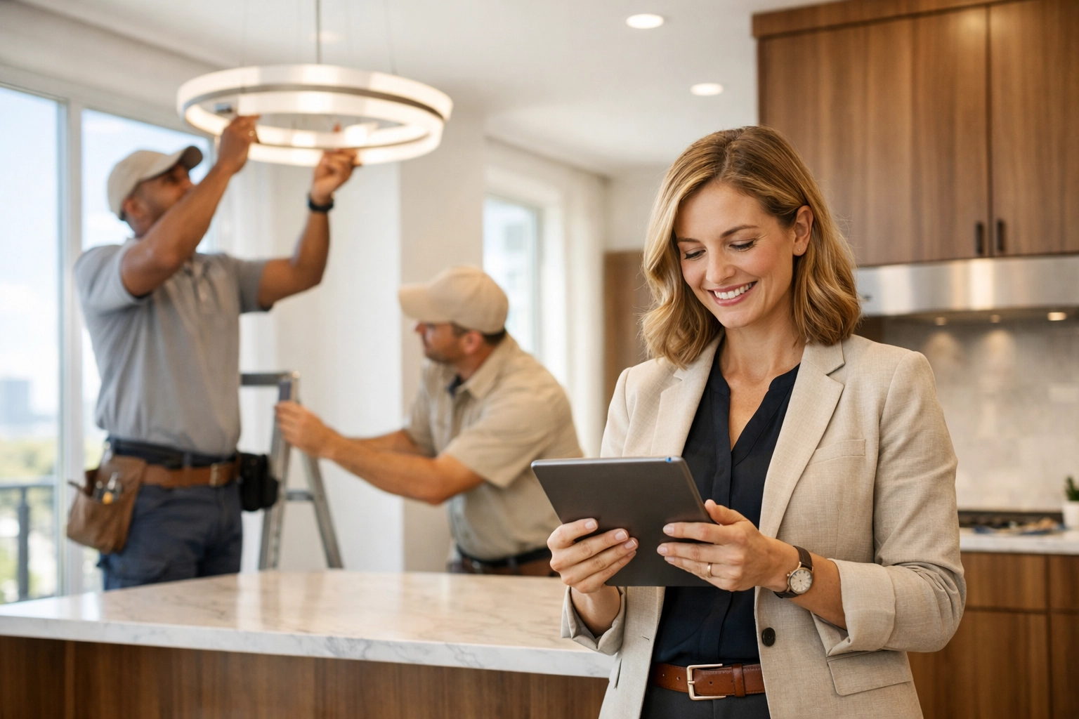 Nashville property manager and maintenance team performing proactive repairs in a modern apartment.